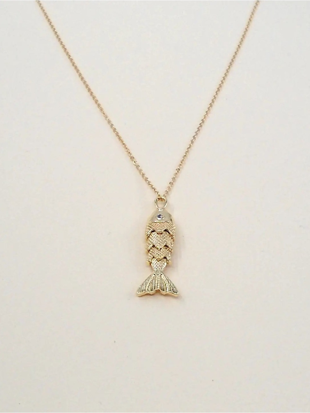 May Martin Mari Necklace - Gold Fish Tail Pendant Necklace